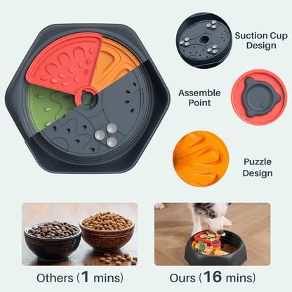 Gardner Pet Adjustable Slow Feeder Bowl for Medium/Large Dogs – 9.85'' L Size with Suction Base, Detachable Puzzle Insert & Freeze-Friendly Design (BPA-Free)