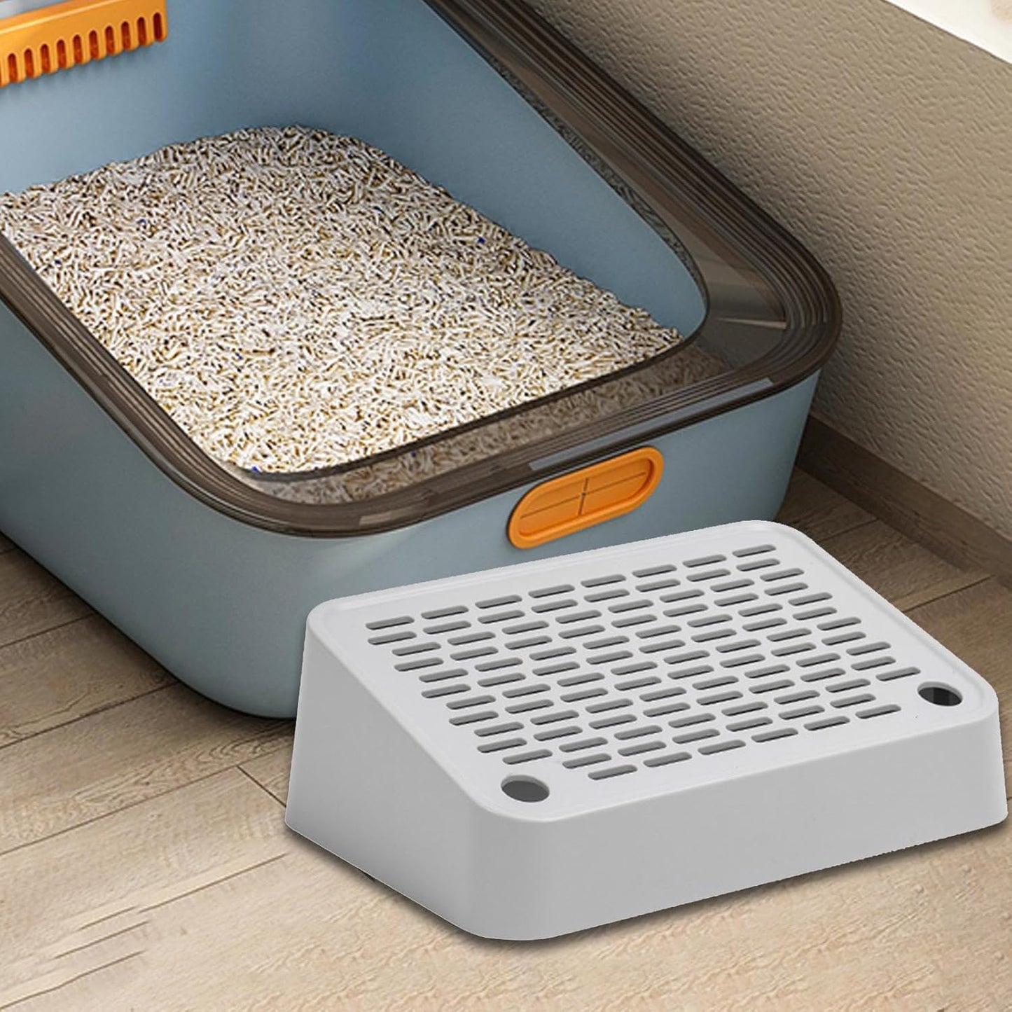 Footboard for Cats Litter Box Reusable Easy Cleaning Keep Room Tidy Compact Size for Home Indoor Litter Pan Pet Litter Box, Slope