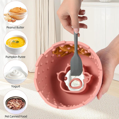 Dog Slow Feeder Lick Bowl-Anxiety Relief Dog Licking Mat Treat Dispenser with Bottom Suction for Small Medium and Large Breed Dogs, BPA Free Silicone