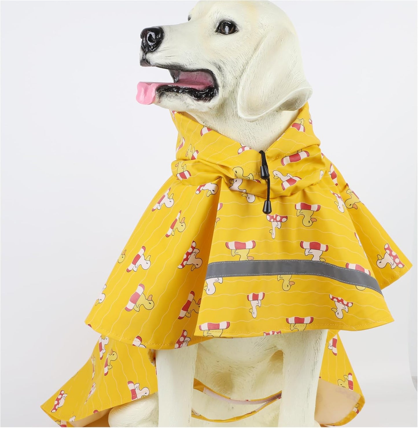 HAPEE Dog Raincoats with Reflective Strip Hoodie,Poncho Jacket for Large Dogs (E5-Yellow River, 16A (Back Length 16"))