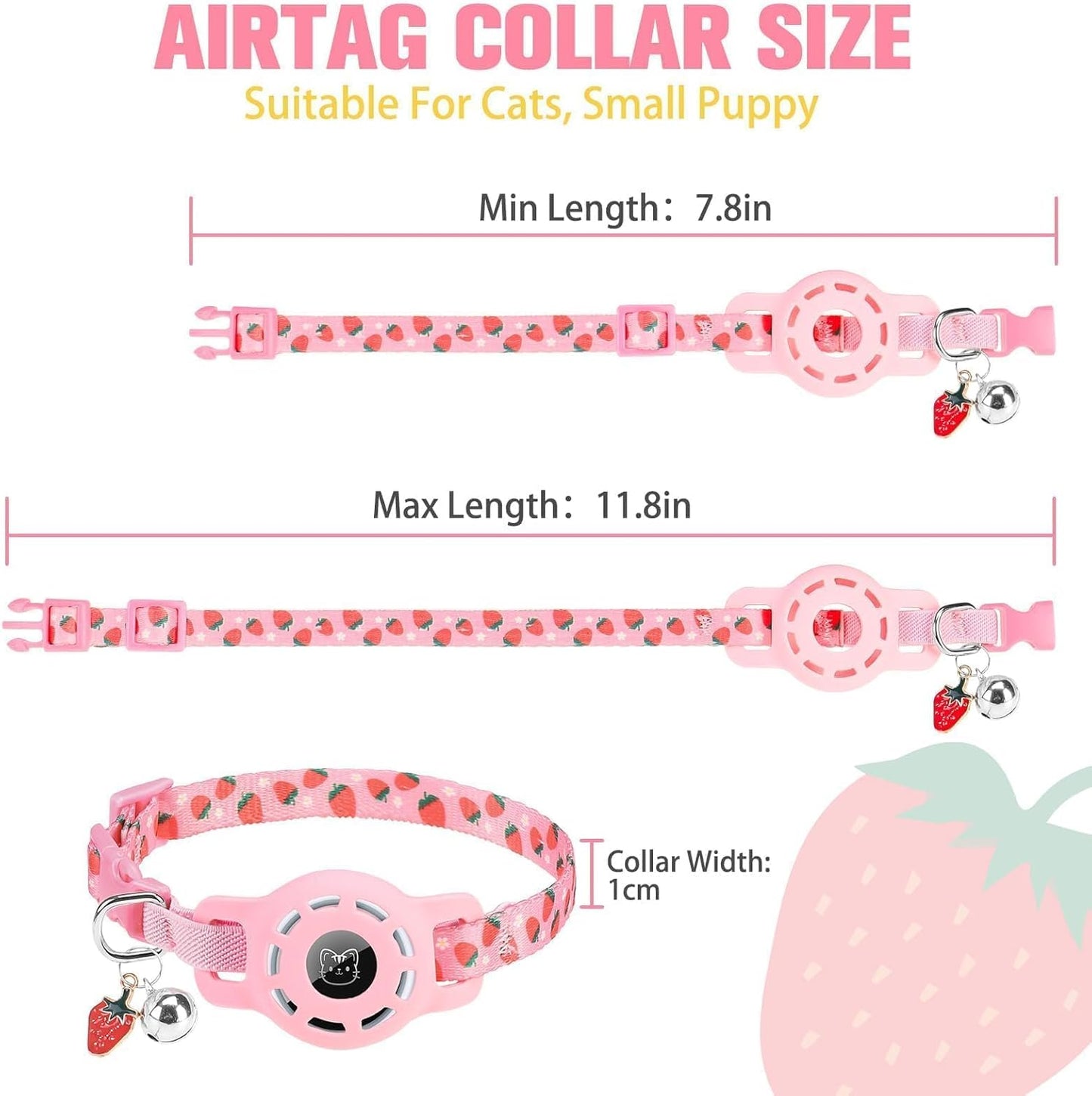 BINGPET AirTag Cat Collar with Bells, Upgraded Safety Elastic Cat Collar with Airtag Cat Collar Holder, Anti-Lost Cat Collars for Girl Boy Cats, Anti-Suffocation Kitty Puppy Collars