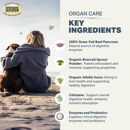 Four Leaf Rover Organ Care - Dog Digestive Support with Digestive Enzymes and Probiotics - Supports a Healthy Liver - Veterinarian Formulated - 30 Day Medium Dog Supply