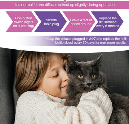 Cat Calming Diffuser Refill 6 Packs, Pheromones Calming Diffuser Refills for Stress and Anxiety Relief, Kitten Relaxants Behavior Control Anti Aggression for Cats