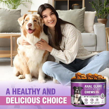 Dog Anal Gland Soft Chews 150 Stop Scoot for Dogs Supports Anal Gland Bowel Function Digestive Health Fiber Pumpkin Supplement for Dogs Pet Diarrhea Bowel Support Probiotics Digestive (Liver Flavor)