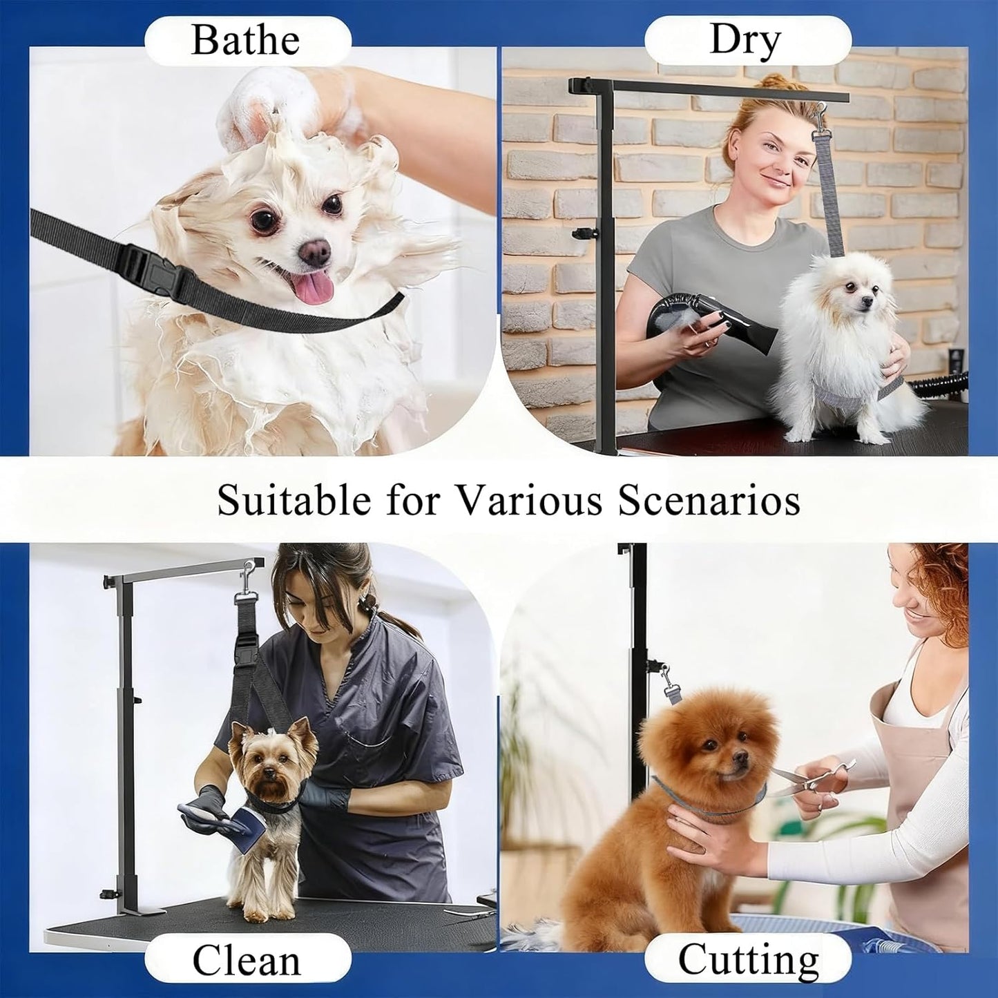 Dog Grooming Loops Nylon Restraint Noose Loop Pet Grooming Belly Strap Adjustable Slip Rope Dog Bathing Safety Tether Straps for Pet Grooming Table (Pink)