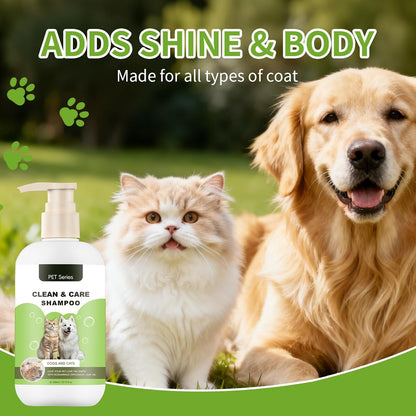 Clean Care Shampoo for Dogs and Cats, Seasonal Itch Relief Shampoo, for Allergies, Itching, Skin and Coat Supplement, Helps Shedding-Gentle Care for Long, Short & Curly Hair