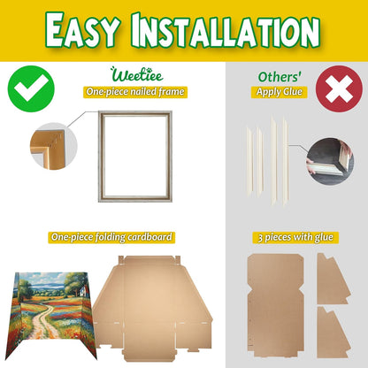 Cat Scratcher, Scratch Pad with Oil Painting, Furniture Saver Scratching Board, Cardboard Cat Scratcher House with Frame, Large Scratching Pad & Scratcher Bed, Cat Cardboard Scratcher for Indoor Cats