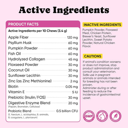 Hairball Treatment for Cats-Natural Coconut & Fish Oils for Smooth Passage & Relief, Cat Hairball Remedy Treats with Fiber & Enzymes to Reduce Buildup, Support Gut, Skin & Coat Health - Chicken Flavor