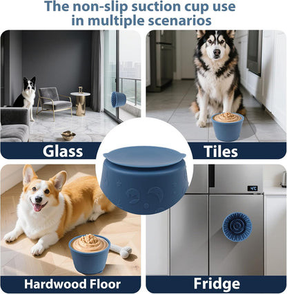 Dog Slow Feeder Lick Bowl - Non-Slip Licking Treat Dispenser for Small Medium Large Dogs, Promotes Anxiety Relief & Prevents Choking, Easy to Clean Feeding Bowl (Dark Blue, S)