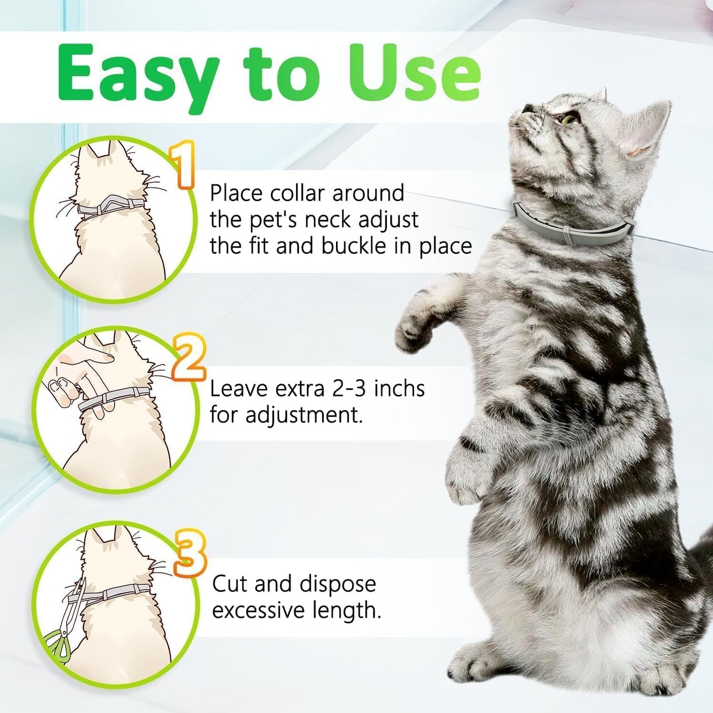 Flea and Tick Collar for Cats, 8 Months of Cat Flea Collar Protection Made with Premium Plant Based Essential Oil Natural Treatment Prevention Free Comb and Prevention Treatment Drop