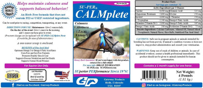 SU-PER CALMplete Calming Horse Supplement - Maintain Calmness & Balanced Behavior - Thiamine, Tryptophan & Magnesium - 4 Pounds, (2 Pack)