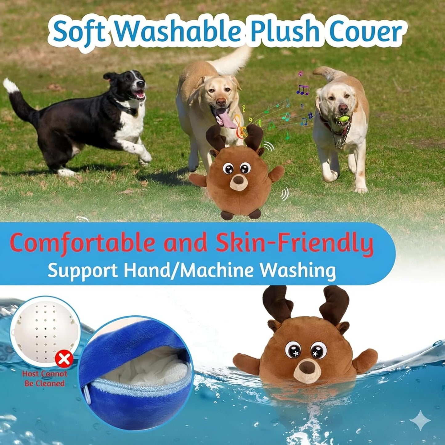 Interactive Dog Toy with Remote Control, 2025 Rechargeable Motion Activated Bouncing Pets Plush, Shaking Dog Toy with Recording & Music Modes, Washable Cover, Boredom Relief for Dogs & Cats (F)
