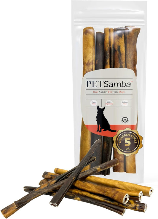 12 Inch Beef Collagen Sticks [5-Pack] – Collagen Bully Sticks for Dogs – All Natural – Highly Digestible