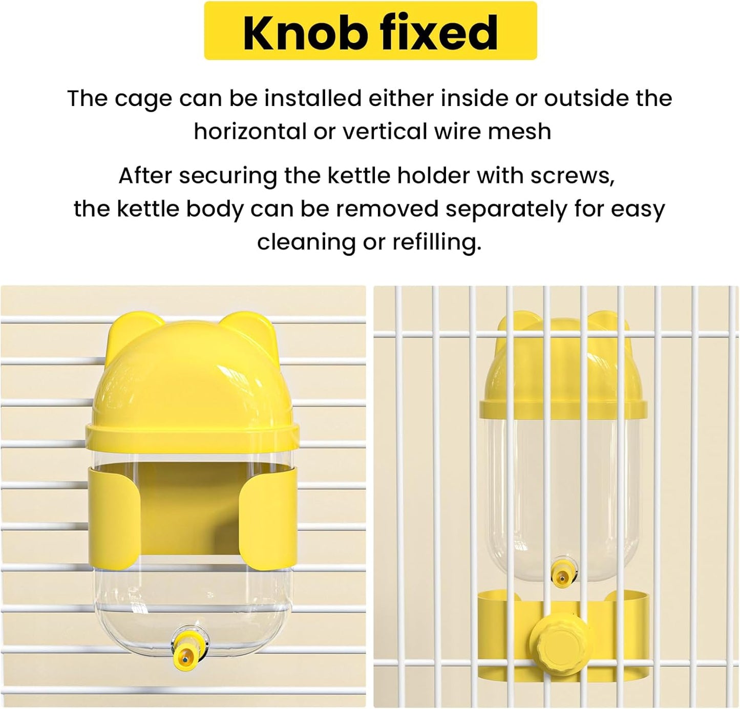 11 Fl Oz No Mess Hanging Water Dispenser,Leak-Proof Automatic Bird Water Feeder,Small Animal Water Bottle for Guinea Pigs,Chinchillas,Ferrets,Parrots,Squirrels,Rats,Bunnies (White)