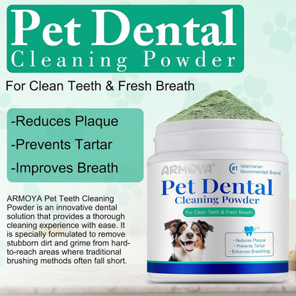 Dog Dental Powder - Teeth Cleaning Powder for Dogs - Dog Dental Care - Plaque & Bad Breath Off P-owder D-og - D-ental Care Supplies for Small - Medium - Large Do-gs