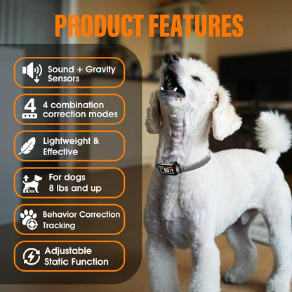 Smart Dog Bark Collar - for Small Medium Large Dogs 10-100lbs, Automatic Dog Training Collar to Decrease Barking, Anti Barking Device with 4 Training Modes, More 8 Sensitivity Levels, Black