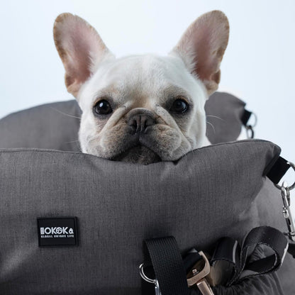 Dog Booster Car Seat for Small Dogs with Heavy Duty Safety Belt and Lock, Waterproof Detachable Dog Travel Bed for Car with Storage Pocket Up to 25lbs, Memory Foam Filling for Max Support