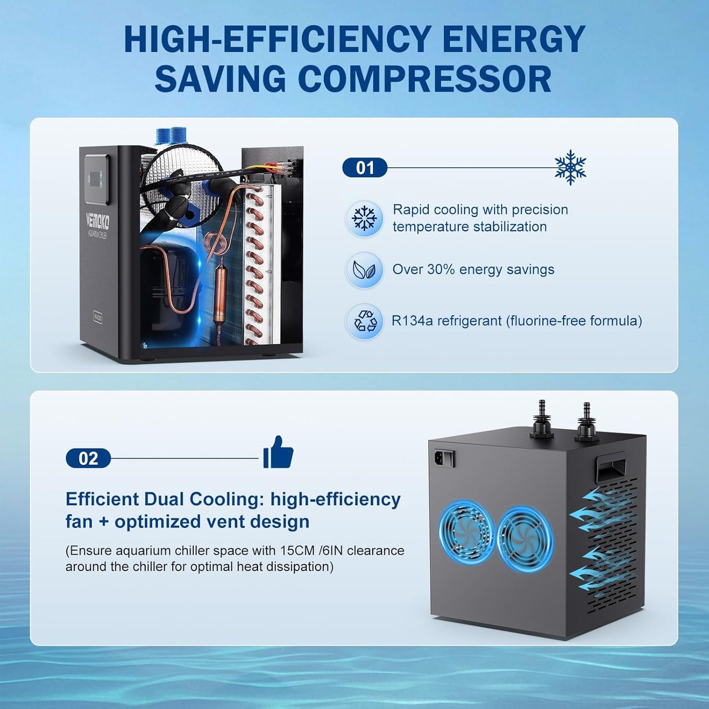 Aquarium Chiller 79 GAL - Water Chiller for Aquarium 1/3 HP Energy Efficient Fish Tank Water Chiller for Axolotl, Coral, Jellyfish, Freshwater & Saltwater Quiet Cold Plunge Chiller 300L