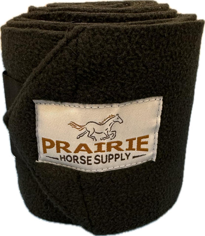 Prairie Horse Supply Polo Wraps for Horses – Premium Durable & Soft Fleece Horse Leg Wraps, Equestrian Bandages for Stable & Riding Use, 2-Pack (Black)