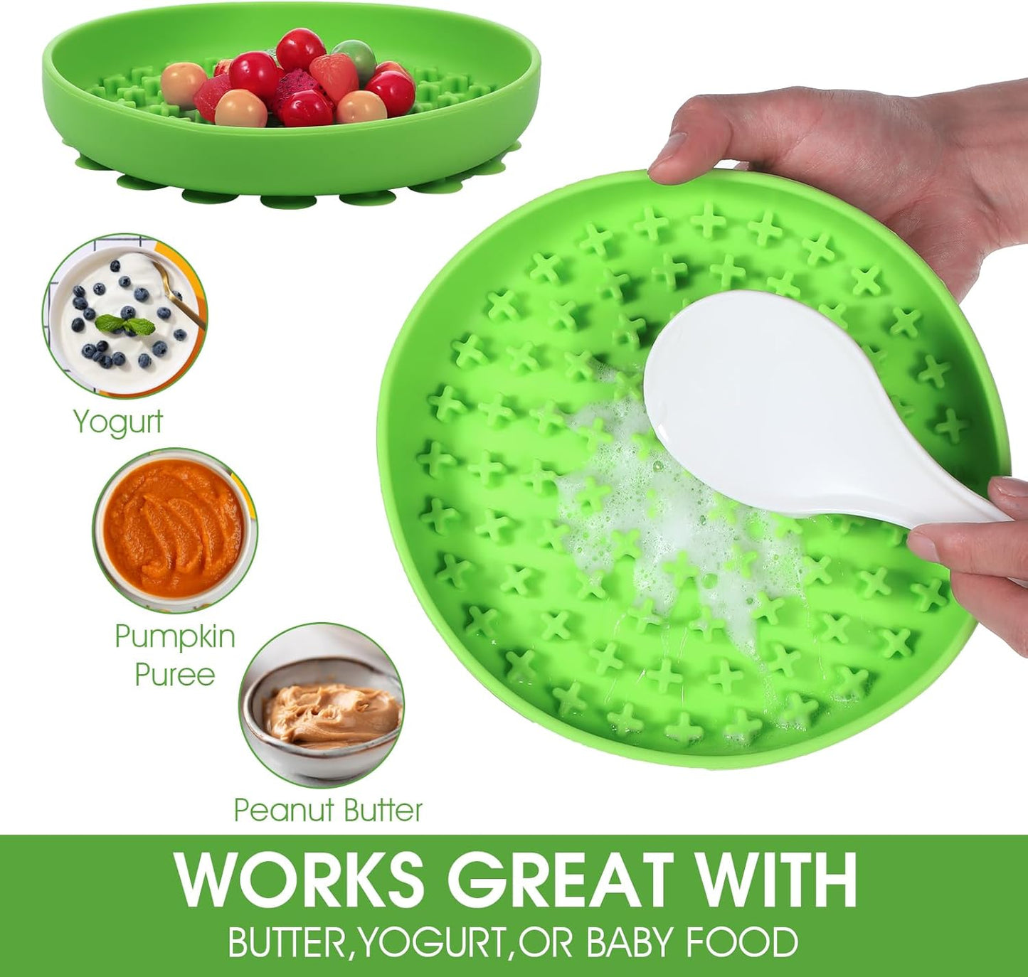2 Pack Dog Slow Bowls, 7.9 x 1.7 Inch Silicone Medium Dog Slow Feeder Bowl Anxiety Relief Feeder Dogs Lick Mat, Non-Slip Licking Bowl Enrichment Toys, BPA Free, Dishwasher Safe