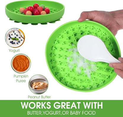 2 Pack Dog Slow Bowls, 7.9 x 1.7 Inch Silicone Medium Dog Slow Feeder Bowl Anxiety Relief Feeder Dogs Lick Mat, Non-Slip Licking Bowl Enrichment Toys, BPA Free, Dishwasher Safe