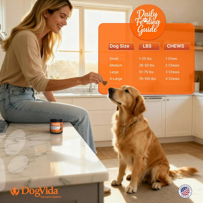Daily Vitality Chews for Dogs, Omega-3 and Healthy Probiotics for Joint & Coat Support and Gut Health, Soft Chews Vitamins for Small, Medium, Large Breed Dogs