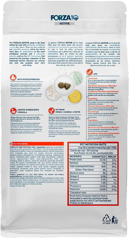Forza10 - Cat Food, Limited Ingredient Cat Food for Kidney Support, Non-GMO, Fish Flavor, Crafted for Adults, Made in Italy (0.88 lb)
