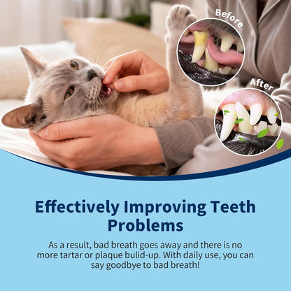 Cat Dental Care Kit – Tuna Flavor Toothpaste 1.06 oz with Toothbrush & Finger Brush | Gentle Formula, Fresh Breath & Plaque Control