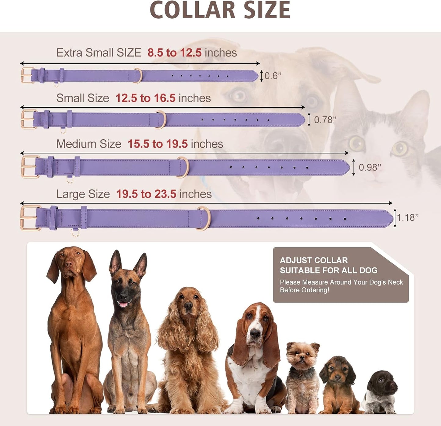 Airtag Leather Dog Collar for Small Medium Large Dog Adjustable Soft Padded Air Tag Puppy Collar Heavy Duty Metal Buckle Collar with Anti-Lost Airtag Holder Protective Case,XS,Purple