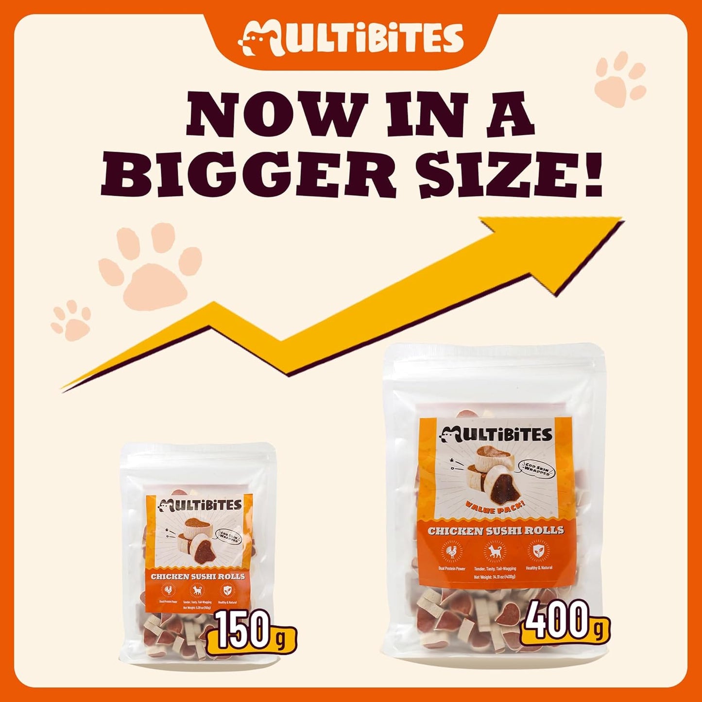 14.1 oz Chicken Sushi Rolls Soft Dog Treats Chewy Dog Training Treats with Cod Skin High Protein Dog Snacks for All Dogs