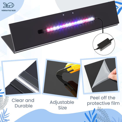 Sieral Aquarium Lids Polycarbonate Canopy with LED Light 2 Pcs Set 22.95 x 11.5 x 0.12 Inch for 33/40/55 Gallon with Center Brace Aquariums Cover Fish Tank Lid with a Hook Knife, Black