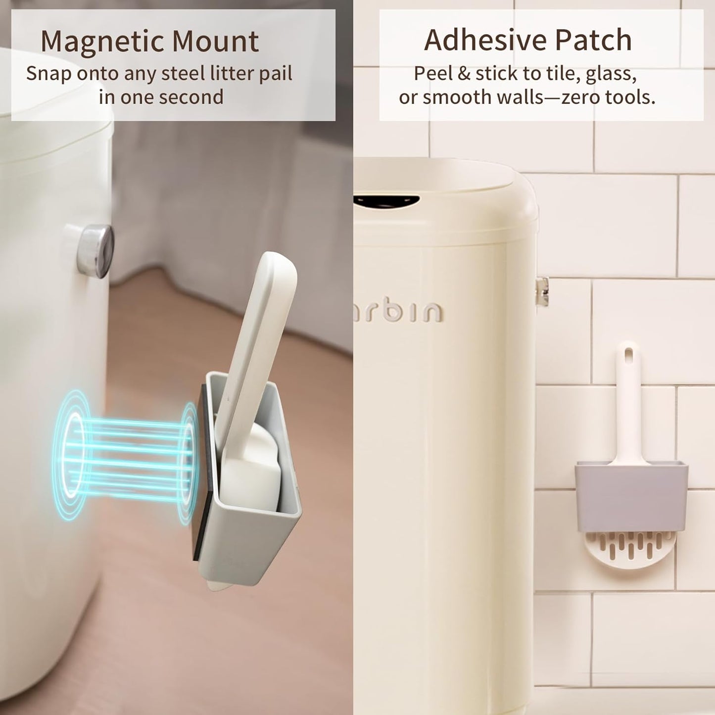 MRBIN Cat Litter Trash can Adsorption Metal, 18L / 4.8gal Automatic Absorbing Bag Diaper Pail, Garbage Bin with Wheels, cat Poop Odor Control Litter Box, Motion Sensor