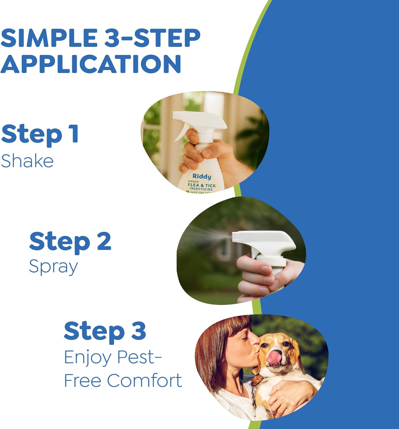 Riddy Flea & Tick Natural Spray for Pets with Essential Oils Safe Non-Hazardous Indoor and Outdoor Control, 8 oz