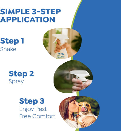Riddy Flea & Tick Natural Spray for Pets with Essential Oils Safe Non-Hazardous Indoor and Outdoor Control, 8 oz