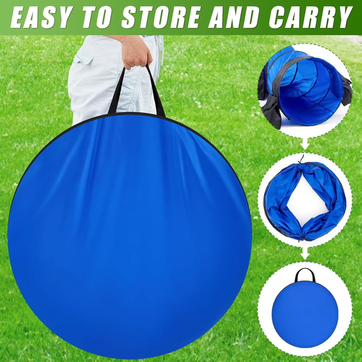 28 in Extra Large Dog Agility Tunnel with Sandbags 10 Foot Dogs Agility Training Equipment Tunnel with 3 Pack Sandbags Carry Bag and 4 Ground Spikes for All Medium and Large Dogs