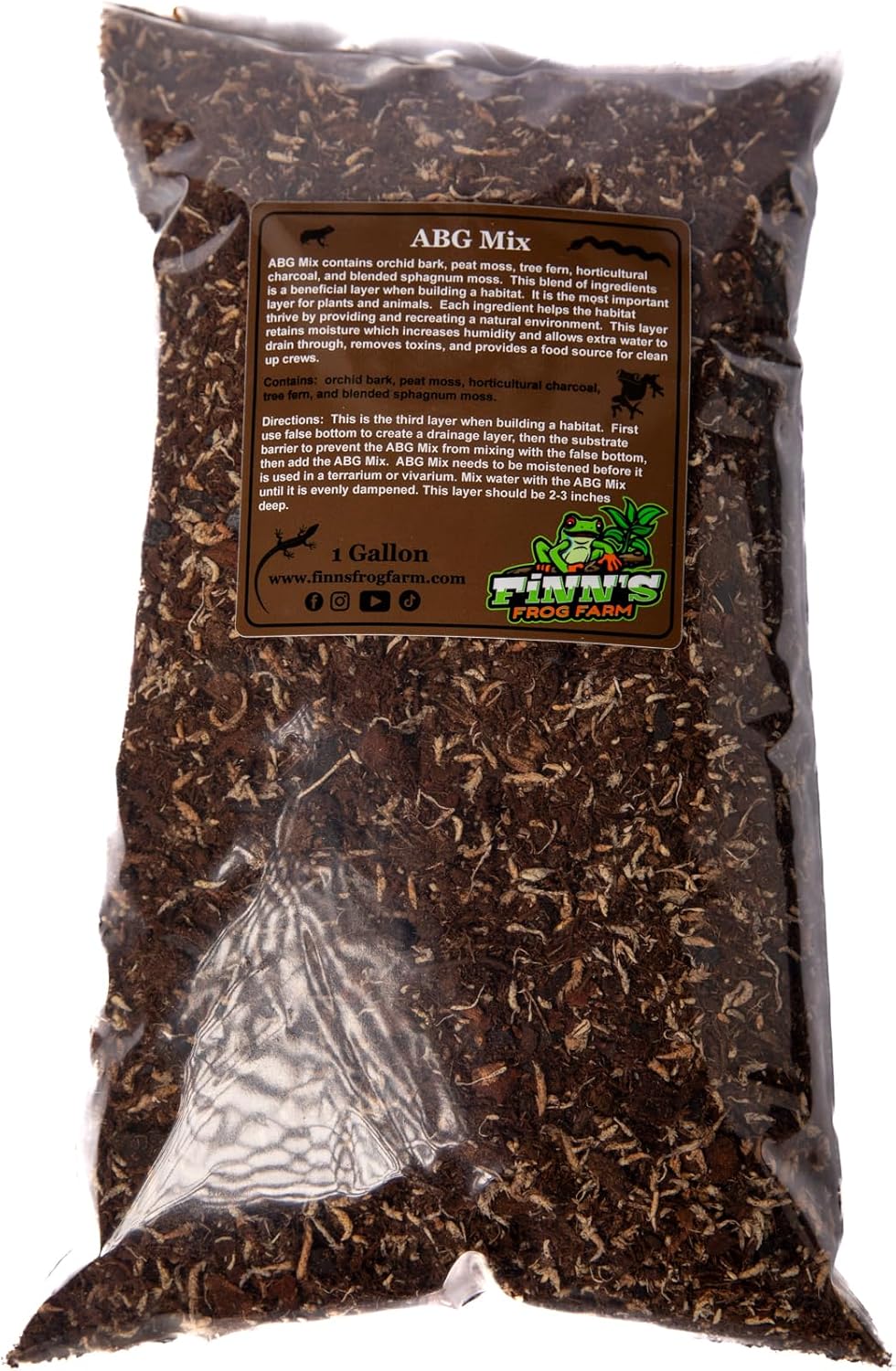 Finn's Frog Farm ABG Mix Tropical Terrarium and Vivarium Substrate -1 Gallon, Brown