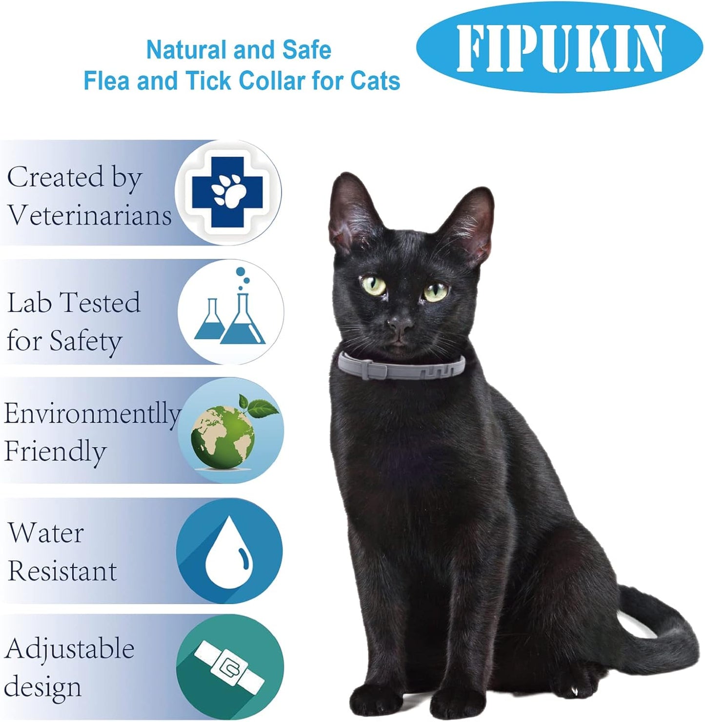 Flea and Tick Collar for Cats | 8-Month Waterproof Protection, Adjustable & Safe with Natural Oils | Charity Donation per Purchase