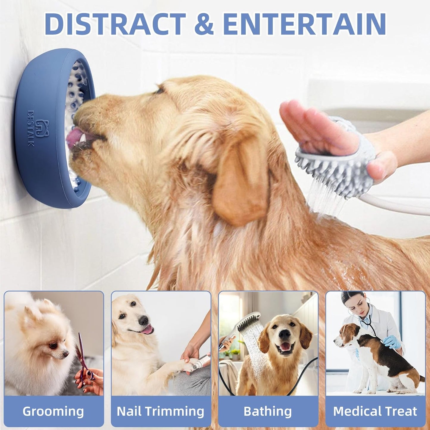 Dog Lick Bowl, Bestalk Anxiety Relief Lick Mat for Dogs, Non-Slip Freeze Licking Bowl Enrichment Puzzle Feeder for Distraction, BPA Free Silicone, Dishwasher Safe