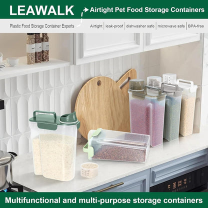 5-7Lbs Cat Dog Storage Container, Portable Pet Food Containers with Upgraded Large Spout and Cup, Small Animal Kibble Dispenser for Bird Seed, Oatmeal, Rice, Flour, Brown Sugart-Dark Green