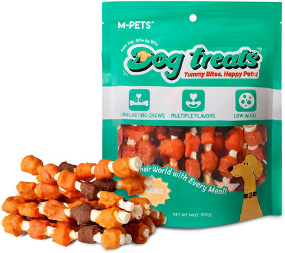 M-PETS Dog Training Treats 2 Pack Bundles : (1) 5 Flavors Kabobs and (1) Chicken Wrapped Rawhide Chews Sticks