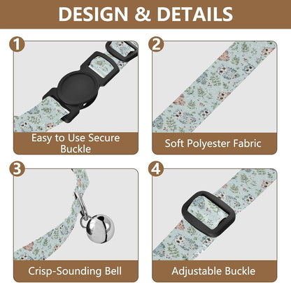 Cute Animals Owls Blue Print Dog Collar with Buckle Adjustable 2 Pack Quick Release Pet Collar for Small Dogs Cats