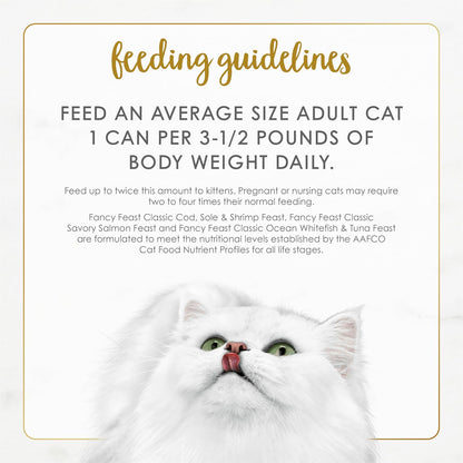 Purina Fancy Feast Seafood Classic Pate Collection Grain Free Wet Cat Food Variety Pack - (Pack of 30) 3 oz. Cans