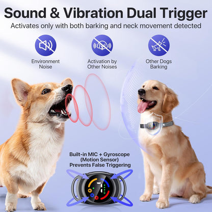 Bark Collar for Small Medium Dogs, Dog Bark Collar with Beep Vibration, IP67 Waterproof Rechargeable Barking Collar with 7 Adjustable Sensitivity (Classic Black)