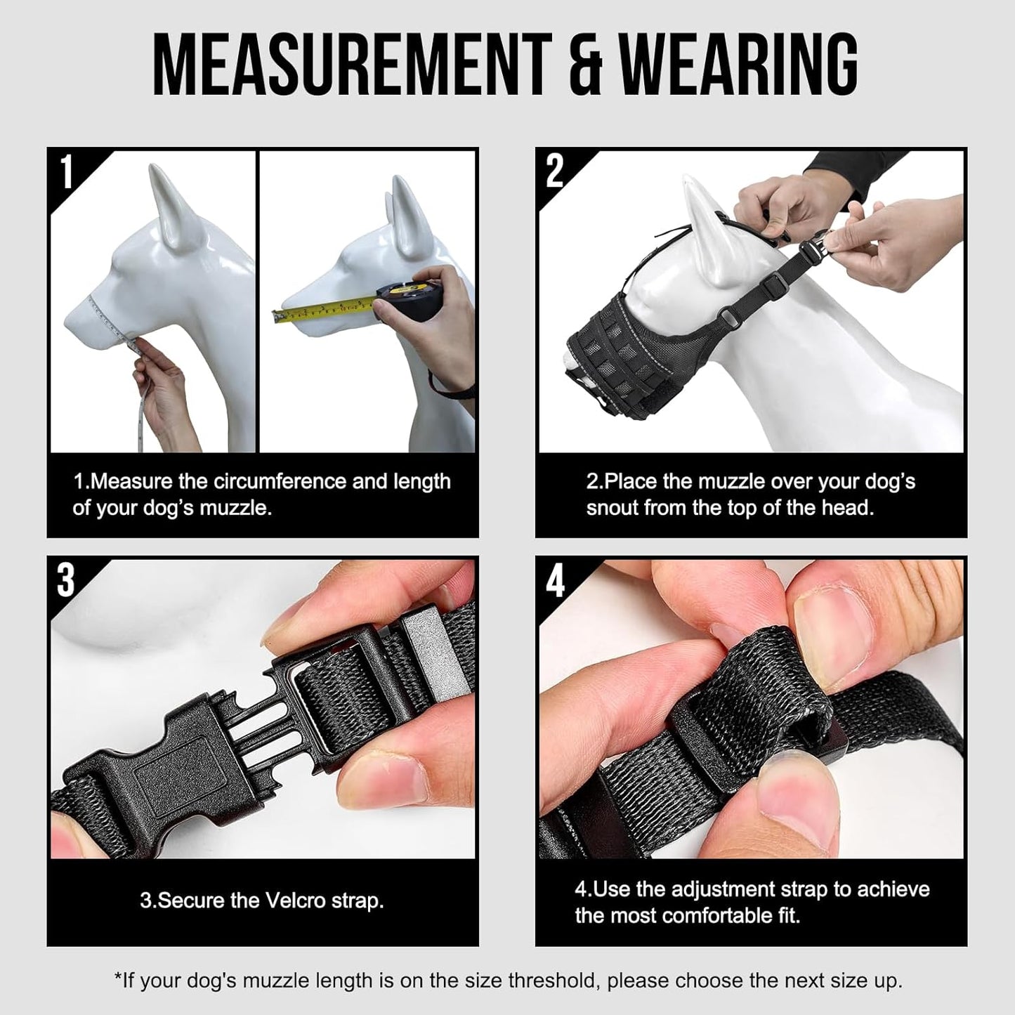 OneTigris Dog Muzzle, Military-Grade Soft Muzzles, Reflective Breathable Adjustable Dog Muzzle for Medium Large Sized Dogs, Prevent Biting Chewing Fighting, Allow Panting Drinking