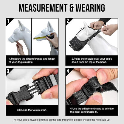 OneTigris Dog Muzzle, Military-Grade Soft Muzzles, Reflective Breathable Adjustable Dog Muzzle for Medium Large Sized Dogs, Prevent Biting Chewing Fighting, Allow Panting Drinking