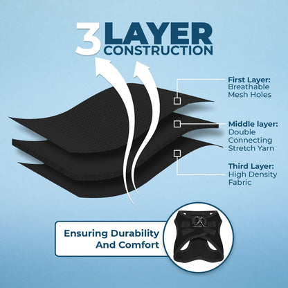 Best Pet Supplies - All Weather Mesh / Plush, Reflective, No Pull Harness for Small, Medium Dogs, Cats - Secure with Hook & Loop Fastener, Buckle, Double D-Rings - Black/Black Trim, M