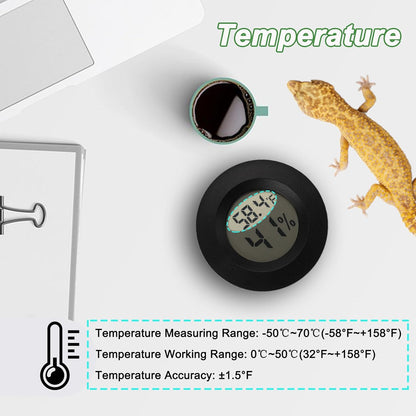 Reptile Thermometer and Humidity Gauge Digtal Terrarium Thermometer Circular Bearded Dragon Cage Accessories Reptile Temp and Humidity Gauge for Leopard Gecko Hermit Crab Gecko Lizard Etc 2pc