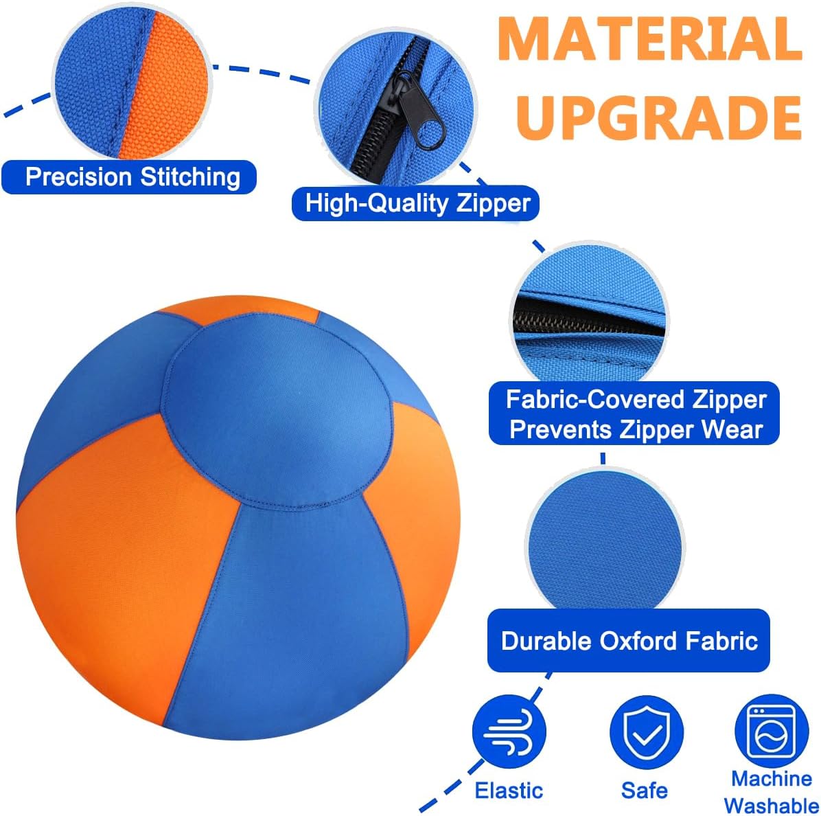 18" Herding Ball for Dogs | Jolly Ball for Horses & Large Dogs | Dog Agility Equipment | Interactive Dog Ball with Cover & Hand Pump (Orange&Blue)