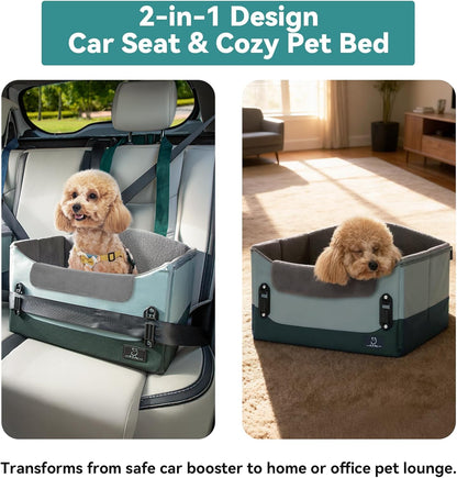 Upgraded Dog Car Seat for Small Dogs Under 25lbs – Safety Booster Seat with Patent Buckles, Adjustable Leash, for Travel, Cars, SUV, Pickup – A4Pet Pet Bed for Puppy & Cat