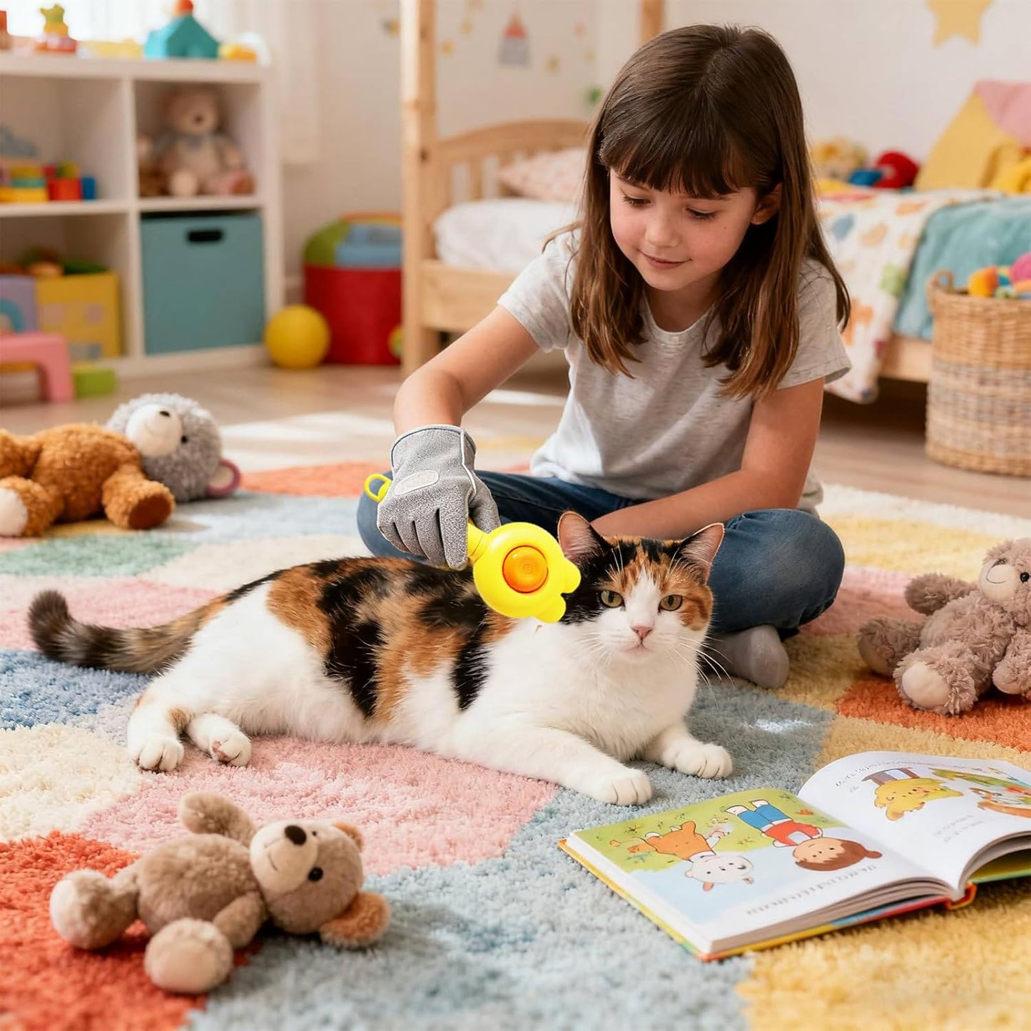 Flea Lice Comb,Flea Comb for Cats Dogs,Cat Brushes for Indoor Cats,Cat Hair Brush that Comes Off with One Click